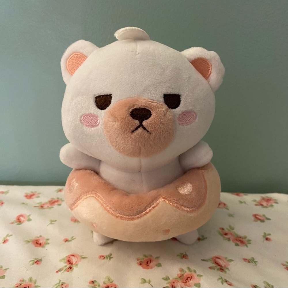 To Alice Kawaii Pink & White Angy Donut Bear Plush Toy